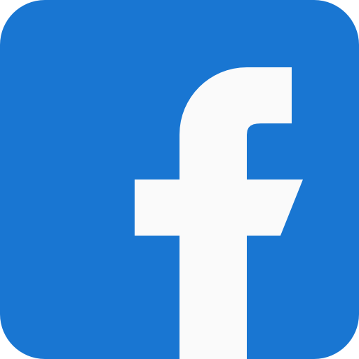Facebook logo in white on a blue background.