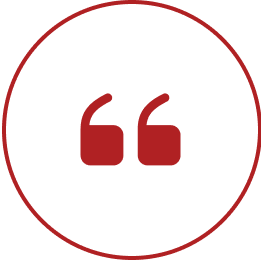 Red quotation marks inside a circle.